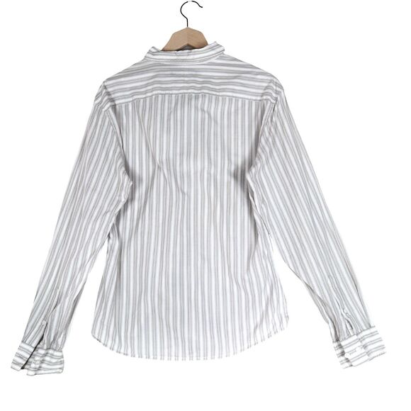 John Varvatos Striped Button Down Shirt Size M Gray White Modern Slim Fit - Picture 3 of 9